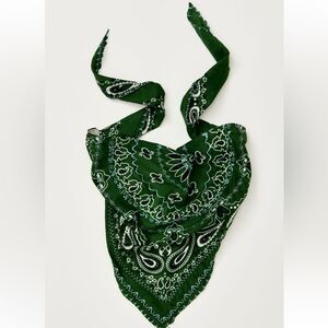 Free People x Curried Myrrh Freebird Embroidered Hair Scarf in Forest Green